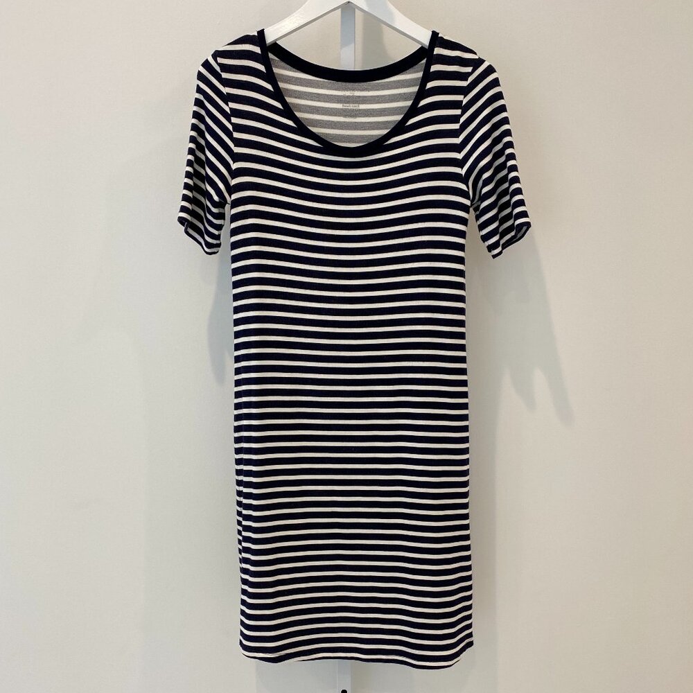 MAJESTIC PARIS FOR NEIMAN MARCUS MARINE MILK STRIPED DRESS SIZE 1 / XS